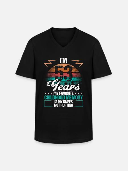 53 ans blessure au genou humour drôle idée d’anniversaire - T-shirt col V Homme - noir