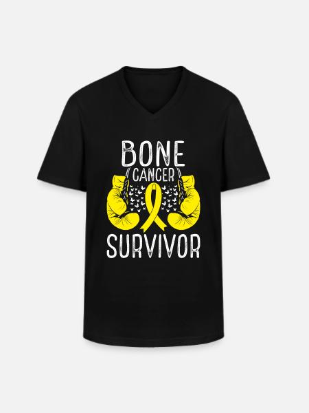 Bencanceröverlevare Medvetenhet Bandhandskar - T-shirt med V-ringning herr - svart