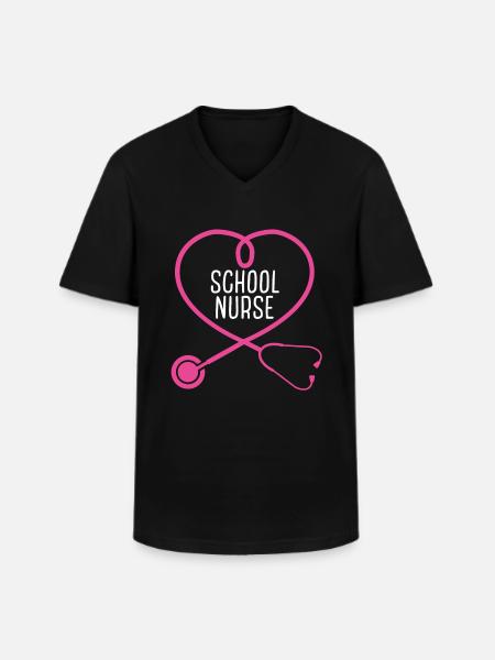 Skolsköterska Stetoskop Uppskattning Hjärta - T-shirt med V-ringning herr - svart