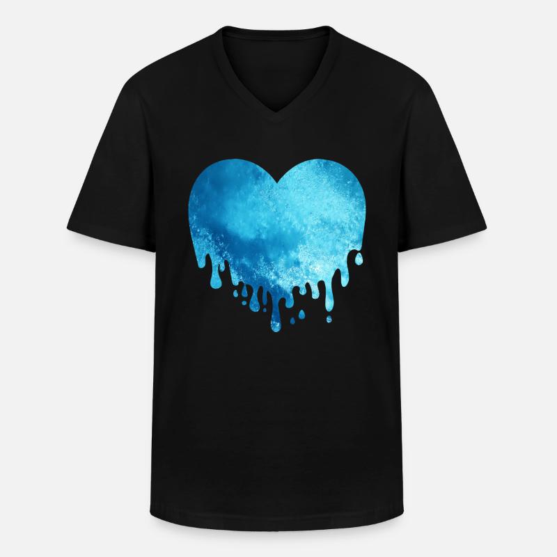Schmelzendes Eis Gletscher Herz - Männer-T-Shirt mit V-Ausschnitt - Schwarz