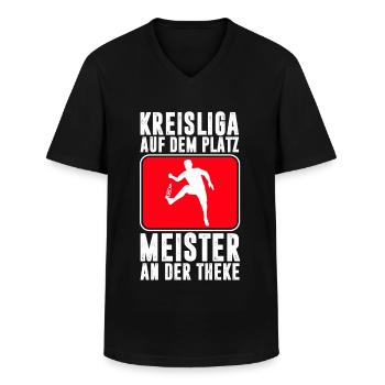 KREISLIGA / BIER / SPORT / FUßBALL - Männer-T-Shirt mit V-Ausschnitt - Schwarz - Vorne - AI Model Male 178 dark (178cm)