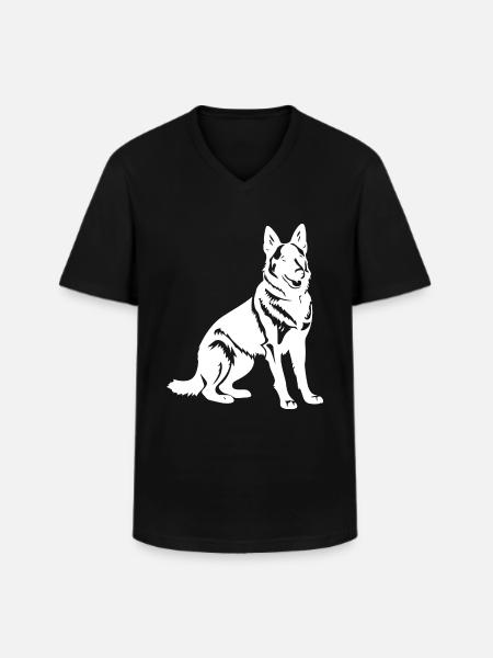 German Shepherd Dog Silhouette - Men's V-Neck T-Shirt - black