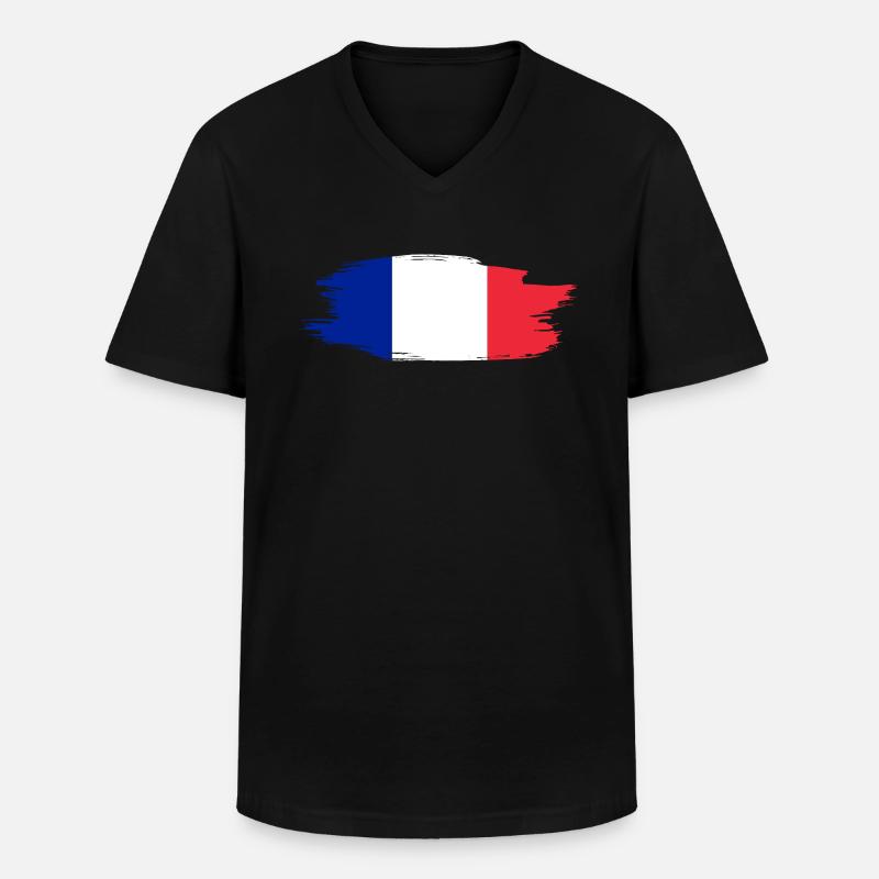 Frankreich - Männer-T-Shirt mit V-Ausschnitt - Schwarz