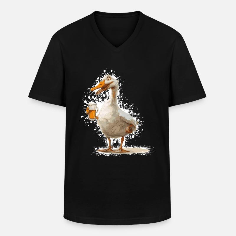 Gans Bier Lustig - Männer-T-Shirt mit V-Ausschnitt - Schwarz