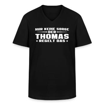 Keine Sorge Thomas regelt das - Männer-T-Shirt mit V-Ausschnitt - Schwarz - Vorne - AI Model Male 178 dark (178cm)