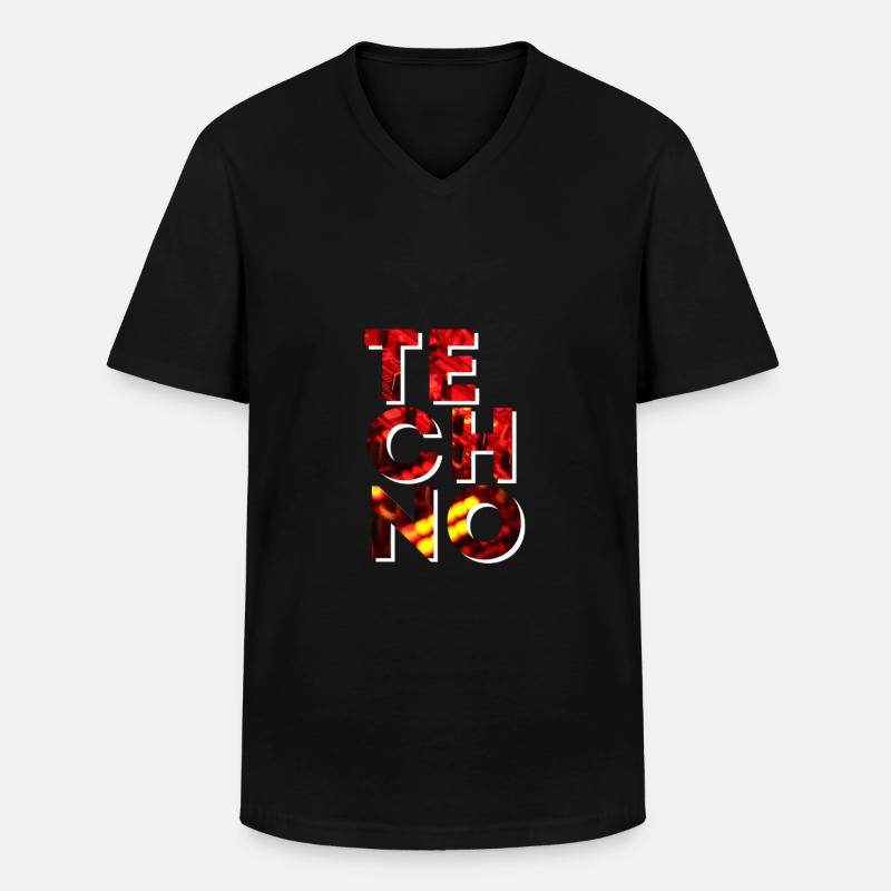 TECHNO - Männer-T-Shirt mit V-Ausschnitt - Schwarz