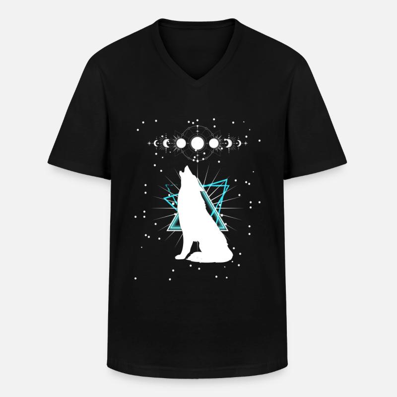 Sternen Wolf - Männer-T-Shirt mit V-Ausschnitt - Schwarz