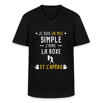 mec simple boxe et apéro - T-shirt col V Homme - noir - Devant - AI Model Male 178 dark (178cm)