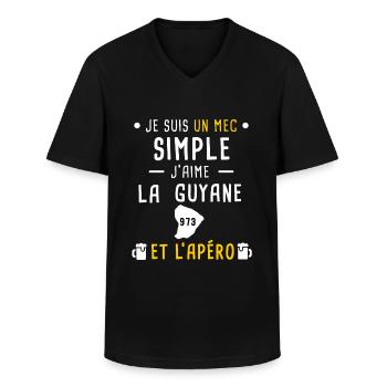 guyane 973 apéro mec simple - T-shirt col V Homme - noir - Devant - AI Model Male 178 dark (178cm)