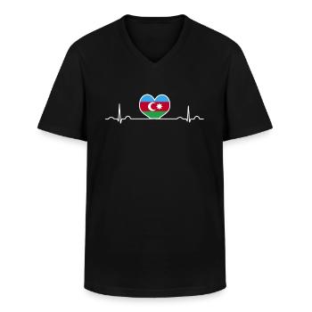 Azerbaijan - Men's V-Neck T-Shirt - black - Front - AI Model Male 178 dark (178cm)