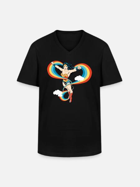 Rainbow tygväska - T-shirt med V-ringning herr - svart