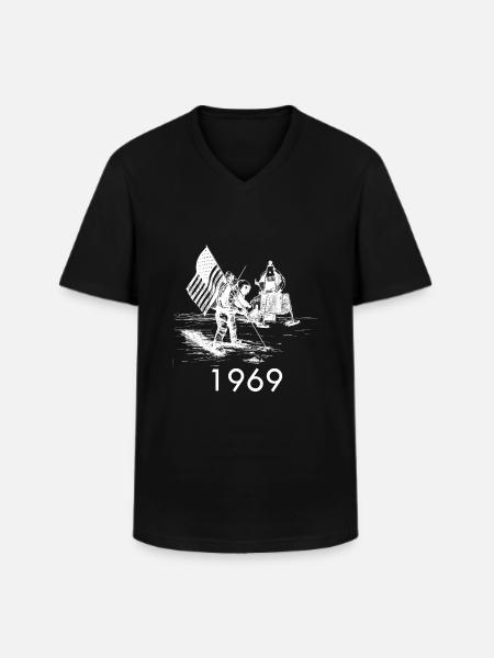 Moonlanding 1969 - Men's V-Neck T-Shirt - black