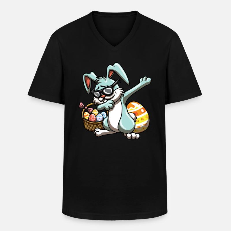 Cooler Osterhase - Männer-T-Shirt mit V-Ausschnitt - Schwarz