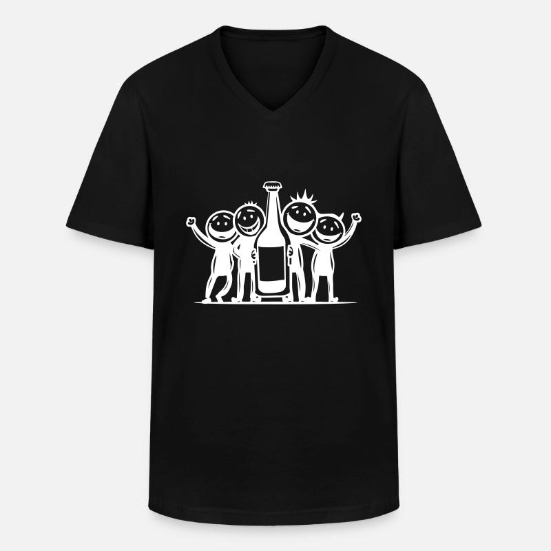 Strichmännchen Junggesellenabschied - Männer-T-Shirt mit V-Ausschnitt - Schwarz
