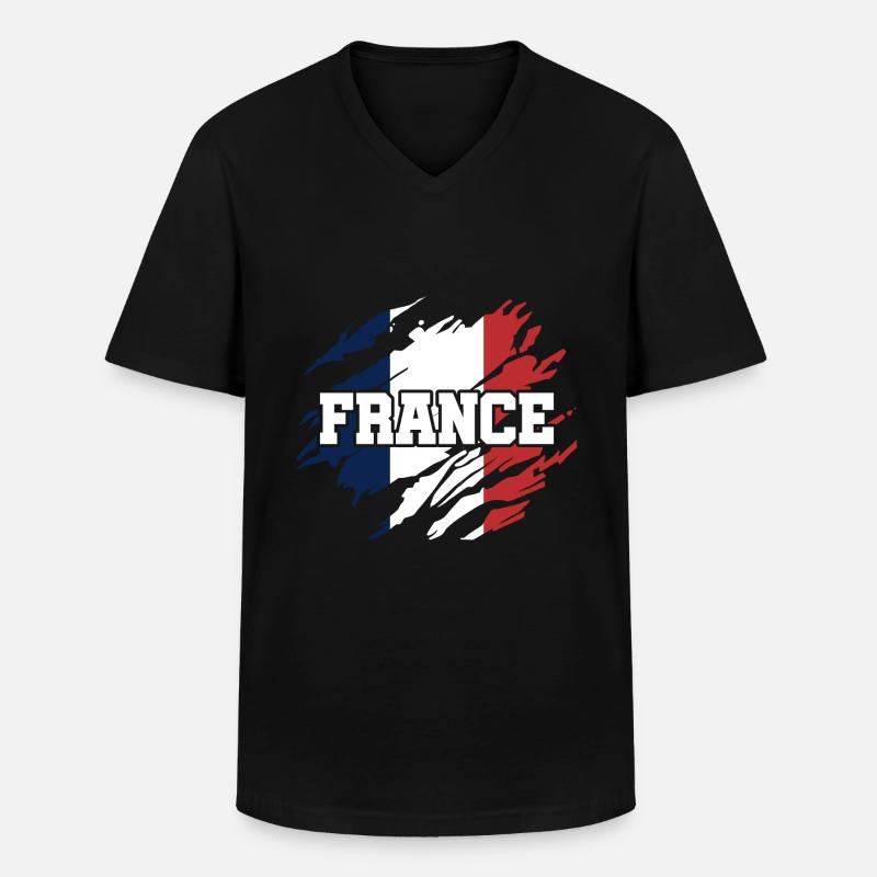 Frankreich - Männer-T-Shirt mit V-Ausschnitt - Schwarz
