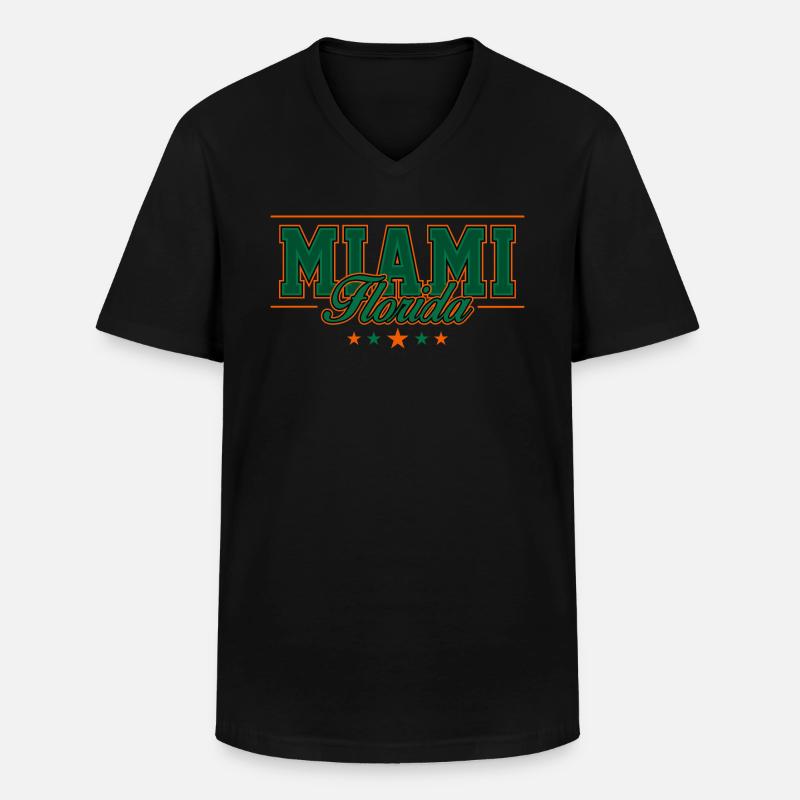 Miami - Männer-T-Shirt mit V-Ausschnitt - Schwarz