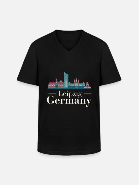 Leipzig Skyline - Men's V-Neck T-Shirt - black