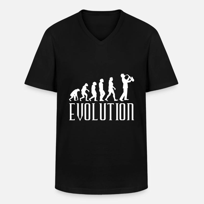 Evolution Saxophone - Men's V-Neck T-Shirt - black