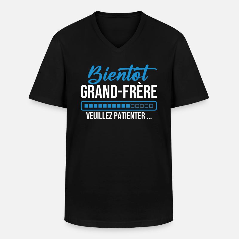 Bald großer Bruder, bitte warten - Männer-T-Shirt mit V-Ausschnitt - Schwarz
