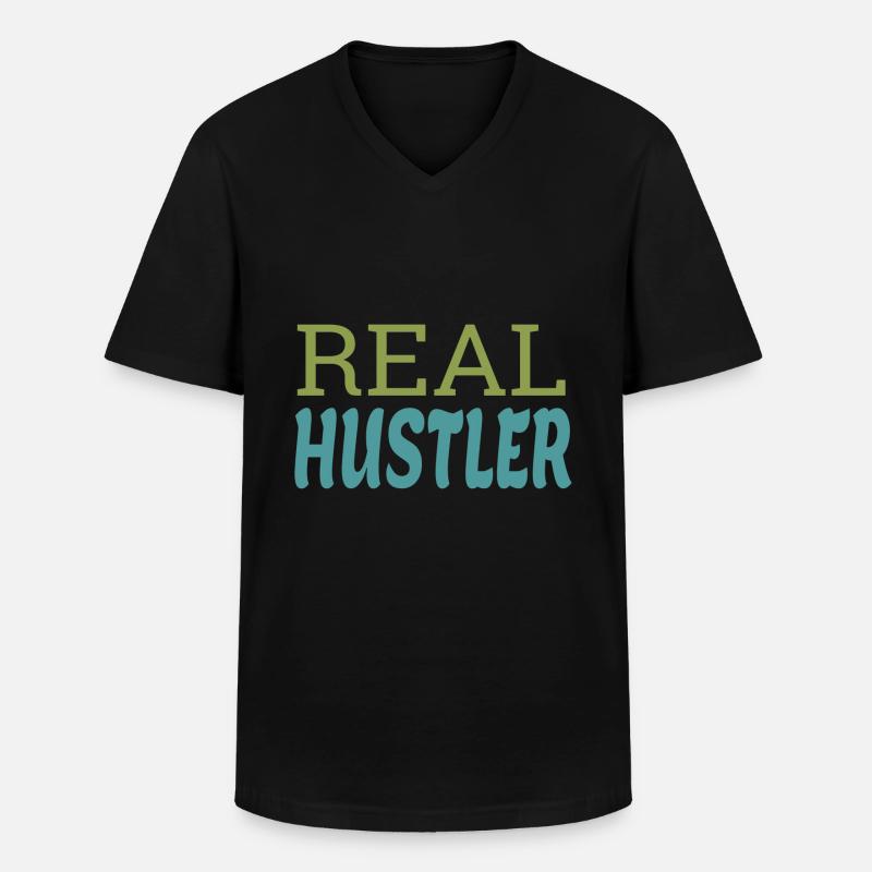Real Hustler - Männer-T-Shirt mit V-Ausschnitt - Schwarz