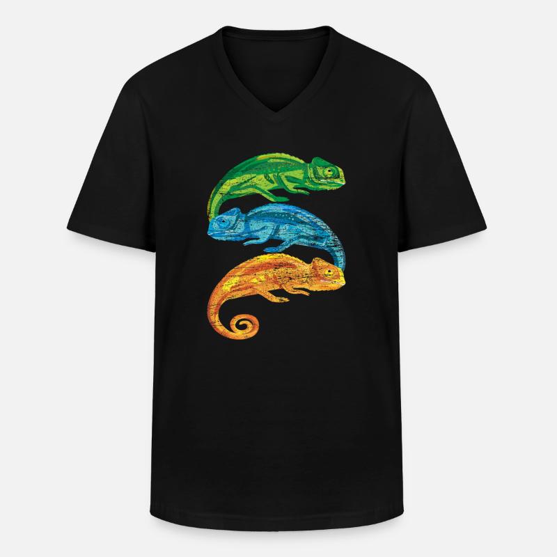 Chamäleon Retro - Männer-T-Shirt mit V-Ausschnitt - Schwarz