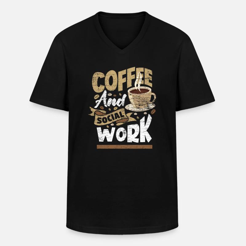Kaffee Soziale Arbeit - Männer-T-Shirt mit V-Ausschnitt - Schwarz