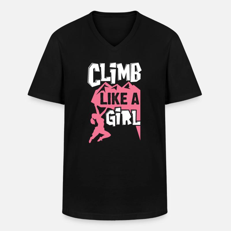 Klettern - Männer-T-Shirt mit V-Ausschnitt - Schwarz