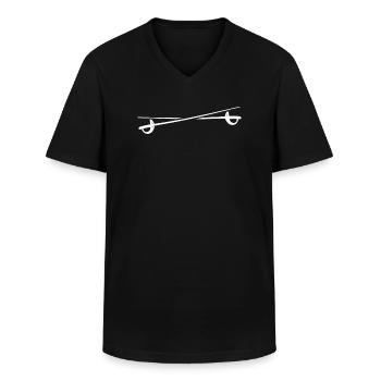 fencing - Men's V-Neck T-Shirt - black - Front - AI Model Male 178 dark (178cm)