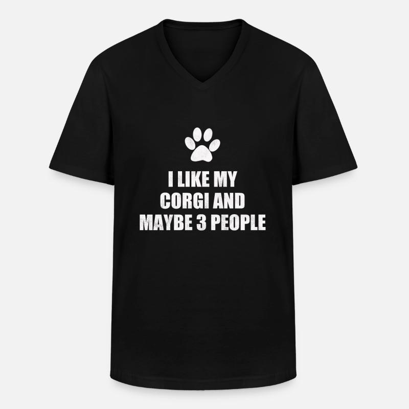 Corgi - Männer-T-Shirt mit V-Ausschnitt - Schwarz