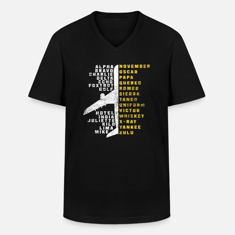 Pilot Alphabet - Männer-T-Shirt mit V-Ausschnitt - Schwarz