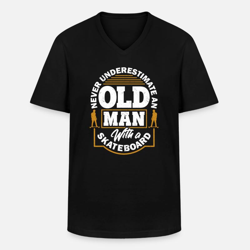 Skateboard Alter Mann - Männer-T-Shirt mit V-Ausschnitt - Schwarz