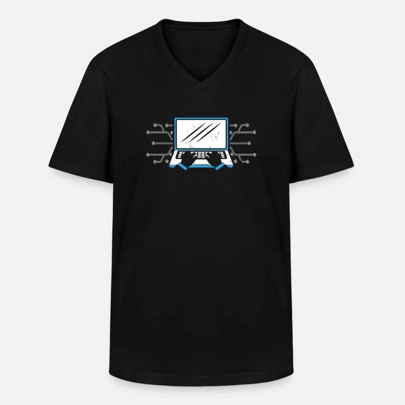 Computer - Männer-T-Shirt mit V-Ausschnitt - Schwarz