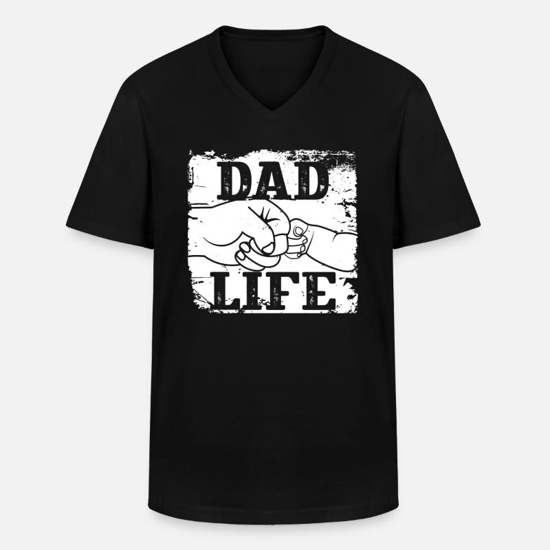 Papa Leben - Männer-T-Shirt mit V-Ausschnitt - Schwarz