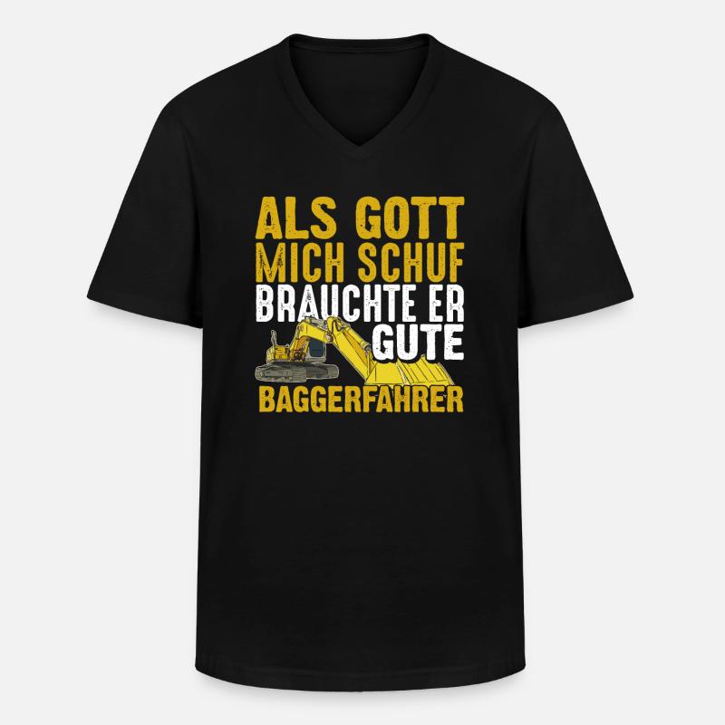 Baggerfahrer Geschenk - Männer-T-Shirt mit V-Ausschnitt - Schwarz