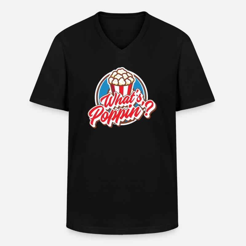 Pop corn - T-shirt col V Homme - noir