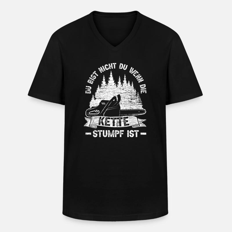 Waldarbeiter Forst - Männer-T-Shirt mit V-Ausschnitt - Schwarz