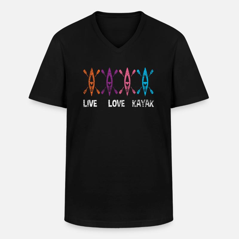 Kajak - Männer-T-Shirt mit V-Ausschnitt - Schwarz