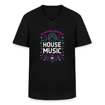 Musique house - T-shirt col V Homme - noir - Devant - AI Model Male 178 dark (178cm)
