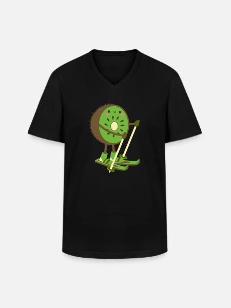 Skiwi Kiwi Ski Skiër Fruit Fruit Winter - Klassiek mannen T-shirt met V-hals - zwart