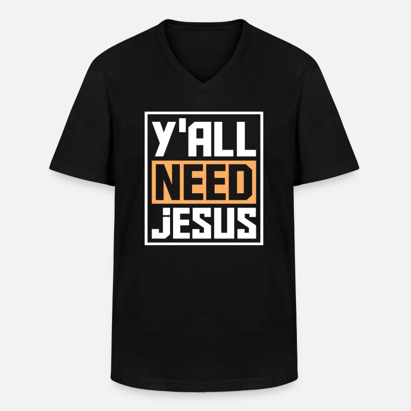 Jesus Christen - Männer-T-Shirt mit V-Ausschnitt - Schwarz