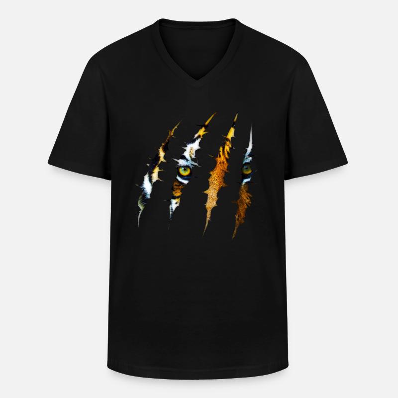 Tiger - Männer-T-Shirt mit V-Ausschnitt - Schwarz