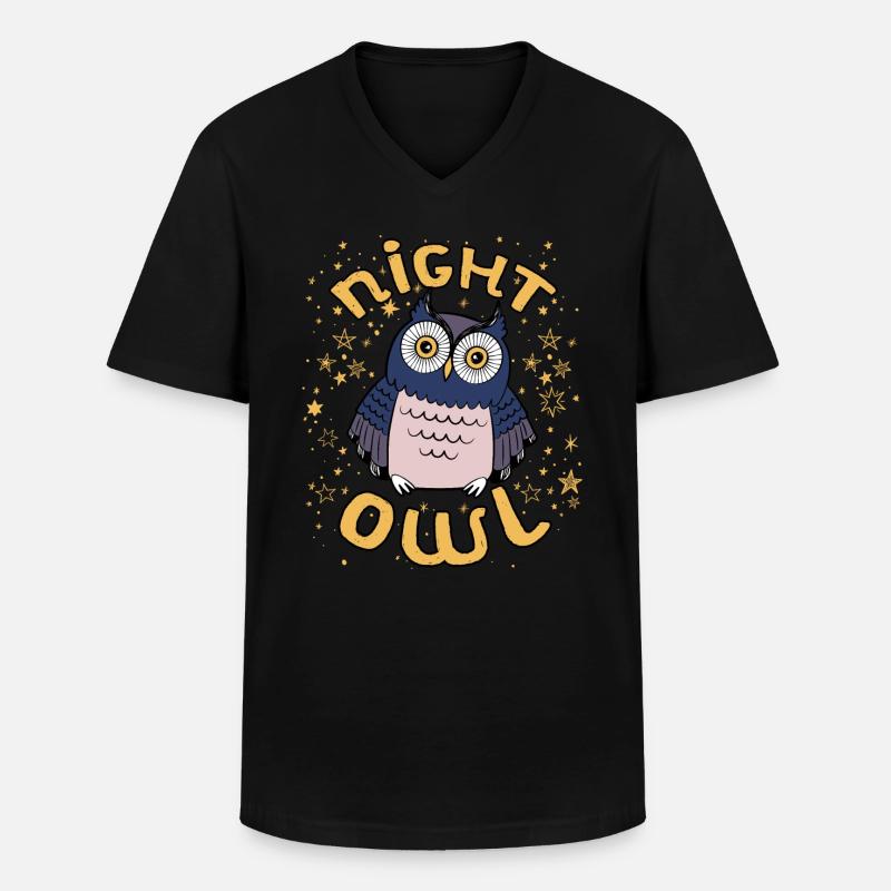 Nachteule - Männer-T-Shirt mit V-Ausschnitt - Schwarz