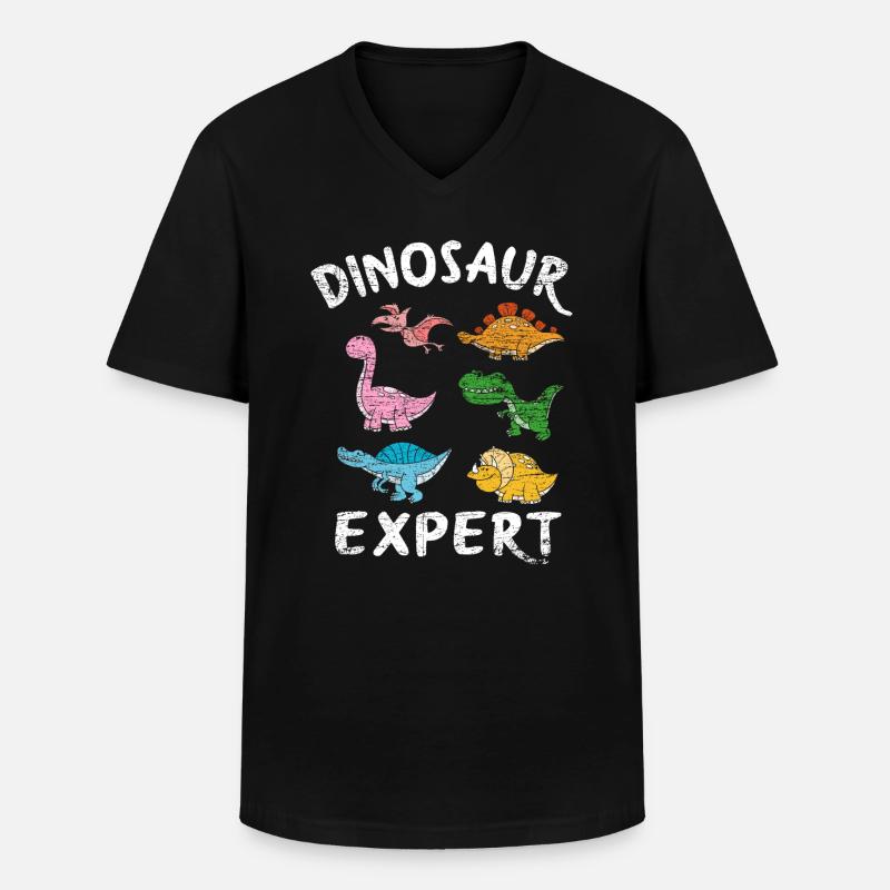 Dinosaurier Experte - Männer-T-Shirt mit V-Ausschnitt - Schwarz