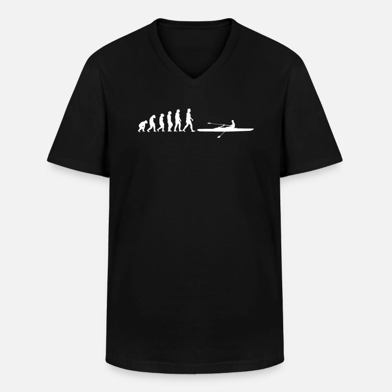 Ruderer Evolution Rudern - Männer-T-Shirt mit V-Ausschnitt - Schwarz