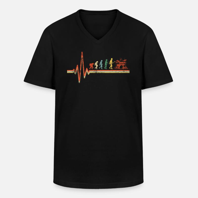 Drums Heartbeat Evolution Drummer - Men's V-Neck T-Shirt - black