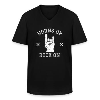 Horns Up Rock On - Männer-T-Shirt mit V-Ausschnitt - Schwarz - Vorne - AI Model Male 178 dark (178cm)