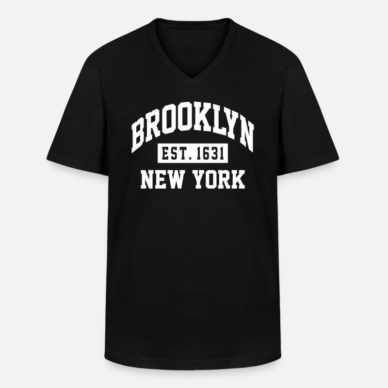 brooklyn Zitat Grafik - Männer-T-Shirt mit V-Ausschnitt - Schwarz