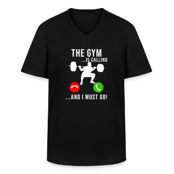Fitness Gym Sport Krachttraining Grappig Cadeau - Klassiek mannen T-shirt met V-hals - zwart - Voor - AI Model Male 178 dark (178cm)