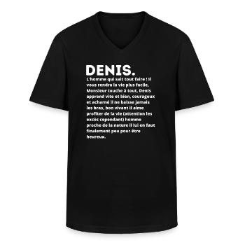 Denis prénom personnalité - T-shirt col V Homme - noir - Devant - AI Model Male 178 dark (178cm)