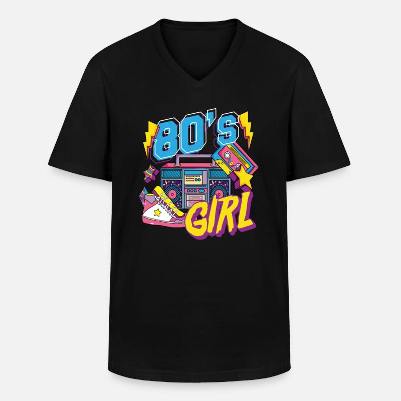 80er Jahre Mädchen Mottoparty Geschenk - Männer-T-Shirt mit V-Ausschnitt - Schwarz